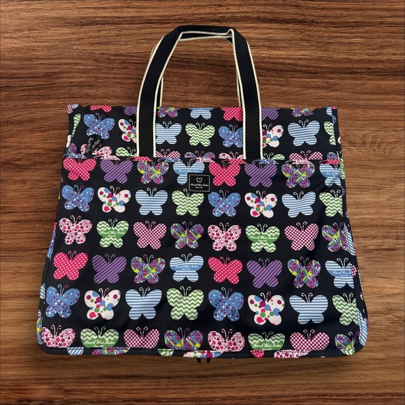 French West Indies Handbags - French West‎ Indies Butterfly Tote Bag Travel Organizer Pink Red Blue